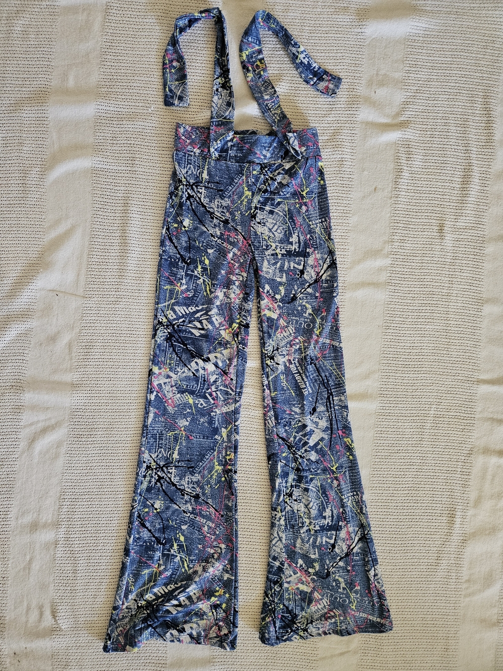 Eye Candy Blue Graphic Print Flare Pants